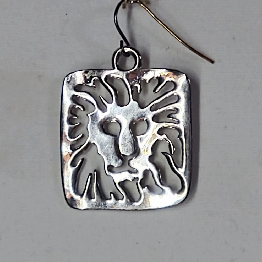 Anne Klein Silver Lion Earrings - Picture 2 of 3